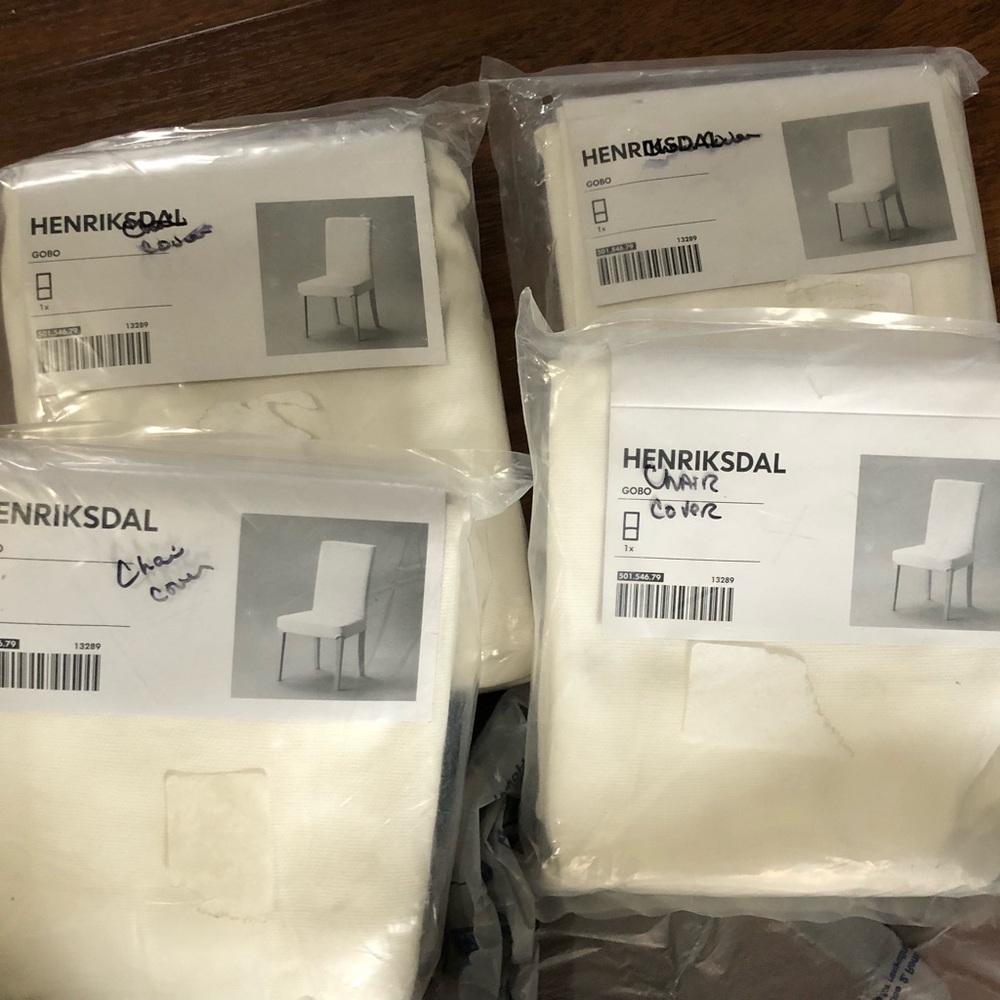 4 New Henriksdal Chair Covers (IKEA), White/Ivory